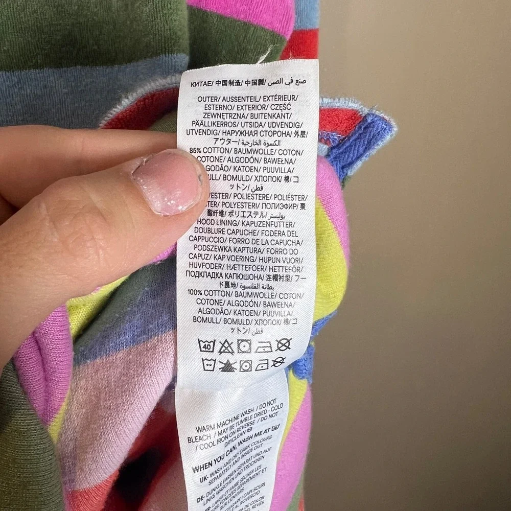 Mini Boden Kids Rainbow Stripe Toweling Beach Cover Up Hoodie G3037 Size 9-10Y
